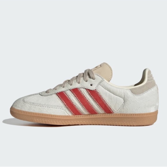 adidas Samba OG Pony Hair Wonder Beige / Cream White / Better Scarlet - Picture 4 of 12